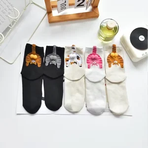 Dámské ponožky s kočičím motivem – 3D motiv