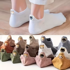 Alternative view of Dámské kotníkové ponožky s kočičím motivem – různé barvy