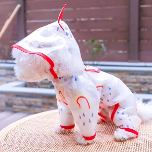 Alternative view of Voděodolná duhová pláštěnka pro psy s kapucí