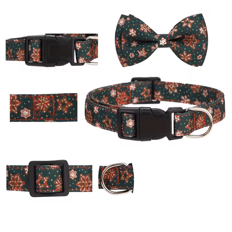 Vánoční Obojek pro Psy s Motýlkem – Nastavitelný, Slavnostní, Polyester - Obrázek 4