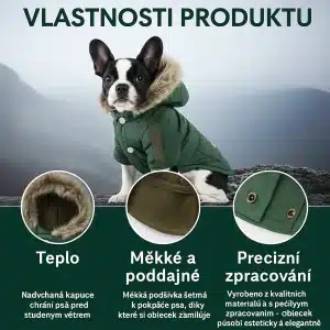 Alternative view of Zimní teplý kabát pro psy s kapucí a kožešinou – větruodolný