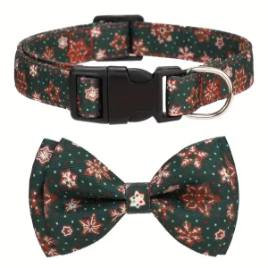 Vánoční Obojek pro Psy s Motýlkem – Nastavitelný, Slavnostní, Polyester
