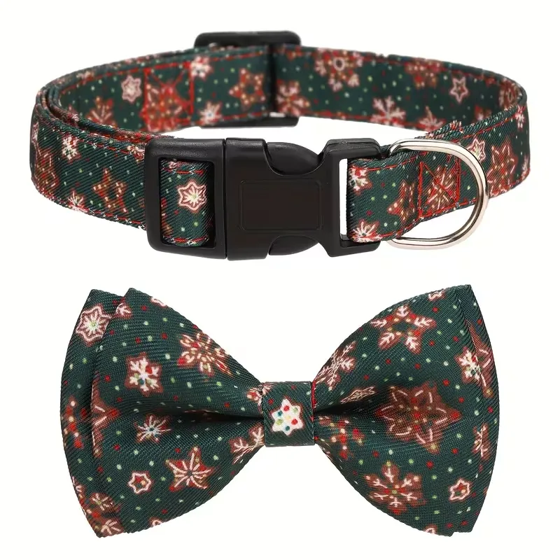 Vánoční Obojek pro Psy s Motýlkem – Nastavitelný, Slavnostní, Polyester