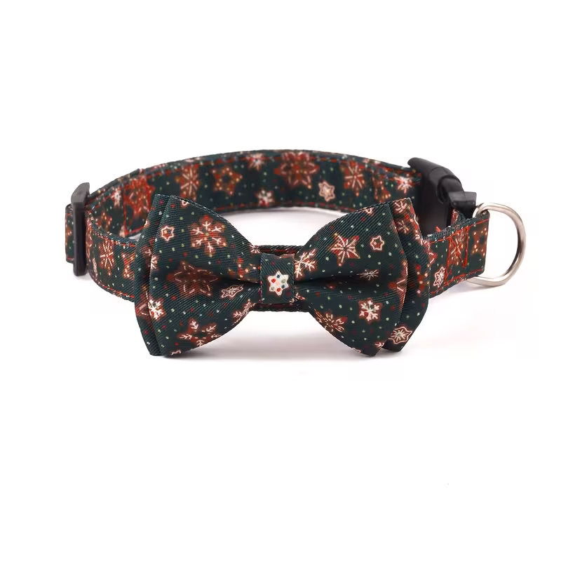 Vánoční Obojek pro Psy s Motýlkem – Nastavitelný, Slavnostní, Polyester - Obrázek 2