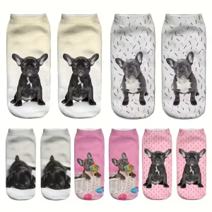 dámských kotníkových ponožek – motiv francouzského buldočka